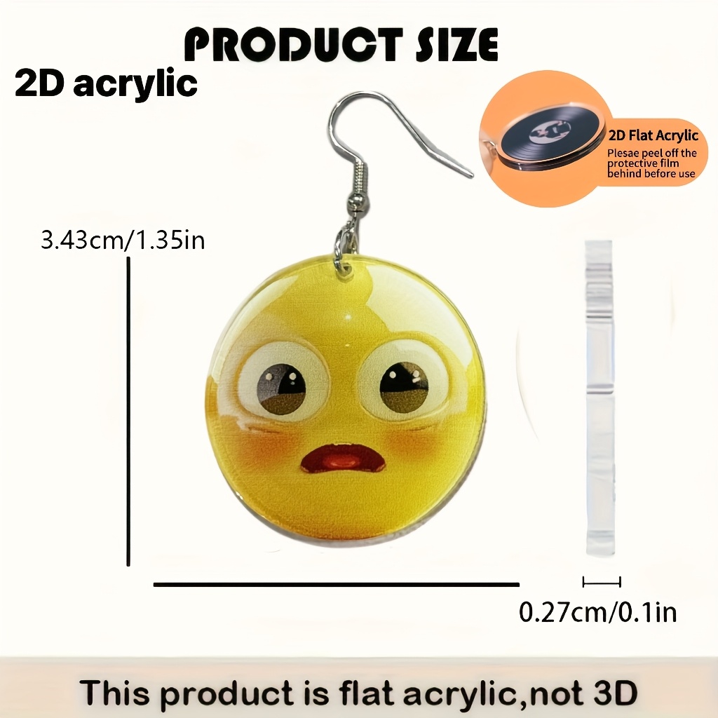 2D Flat Emoji Face Acrylic Earrings Set